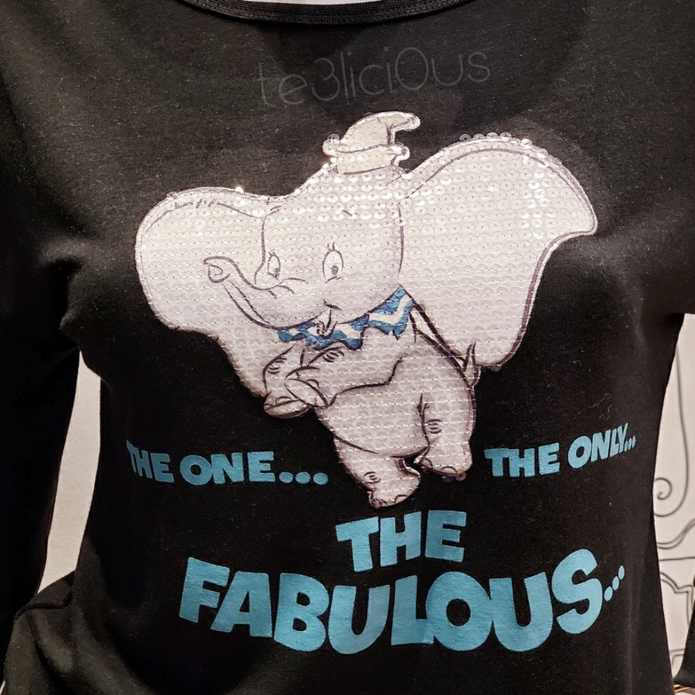 DISNEY PARKS DUMBO SEQUIN LONG SLEEVE TOP - Picture 2 of 5